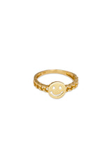 14K Solid Gold Smile Cuban Chain Ring