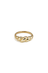 14K Solid Gold Braided Rope Statement Ring