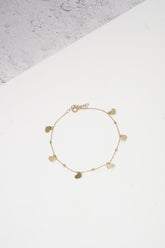 14K Solid Gold Multi Dangle Heart Charm Bracelet