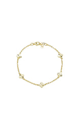 14K Solid Gold Diamond Cut Multi Clover Bracelet