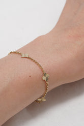 14K Solid Gold Diamond Cut Multi Clover Bracelet