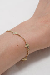 14K Solid Gold Diamond Cut Multi Clover Bracelet