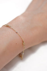 14K Solid Gold Hardware Disc Ball Chain Linked Bracelet