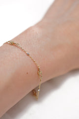 14K Solid Gold Hardware Disc Ball Chain Linked Bracelet