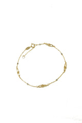 14K Solid Gold Hardware Disc Ball Chain Linked Bracelet