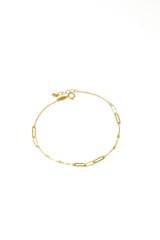 14K Solid Gold Paper Clip Diamond Cut Ball Linked Bracelet