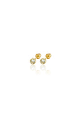 14K Solid Gold 4.3MM Bezel Setting Screw Back Stud Earring