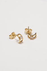 ✨ Two Row Half Hoop Stud Earrings – Gold Plated, Hypoallergenic ✨