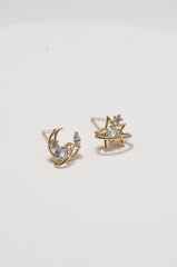 ✨ Moon And Star Mismatch Stud Earrings – Gold Plated, Hypoallergenic ✨
