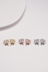 ✨ Bow Ribbon Ballerina Shoes Stud Earrings – Rose Gold Plated, Hypoallergenic ✨