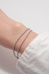 14K Solid Gold Moon Cut 4mm Double Ball Chain Bracelet