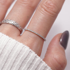 14K Solid Gold 1MM Diamond Eternity Wedding Band Ring