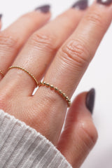 14K Solid Gold 2MM Moon Cut Ball Chain Rings