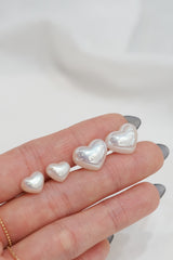 925 Sterling Silver Minimal Heart Swarovski Pearl Stud Earring