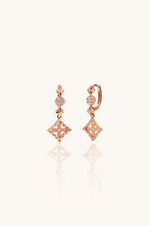 14K Rose Gold Collection Geometric Diamond-Cut Dangle Hoop Earrings