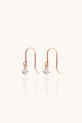 14K Solid Gold Rose Gold Collection Fish Hook Cubic Dangle Earring