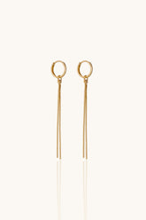 14K Solid Gold Two Box Chain Dangle Hoop Earring – 10mm