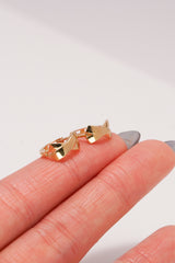 14K Solid Gold Sculpted Bow Huggie Hoop Earrings – Elegant & Secure