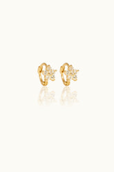 14K Solid Gold Flower Star Huggies Hoop Earring