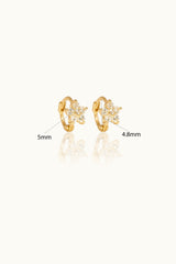 14K Solid Gold Flower Star Huggies Hoop Earring