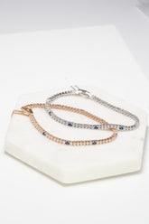 925 Sterling Silver 2.7mm Sapphire Accent Tennis Bracelet