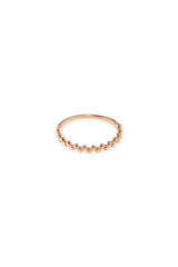 14K Solid Rose Gold Two Side Ball Link Stackable Ring