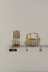 14K Solid Gold 3 Row CZ One Touch Hoop Earring - Pretty At Sam