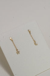 LunarTwinkle Earrings - Dainty 14K Gold Star & Crescent Moon Studs
