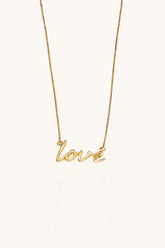 PATSAM 14K Solid Yellow Gold Love Pendant Necklace