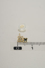 14K Solid Yellow Gold Clover Flower Stud Earring