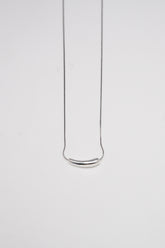 925 Sterling Silver Curve Bar Pendant Necklace