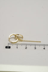 14K Solid Yellow Gold 12MM Hoop D Bar Drop Earring