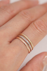 14K Solid Gold 2MM Round Basic Simple Ring