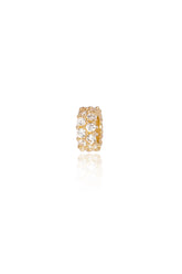 14K Solid Gold CZ 2 Row Dainty Charm Pendant