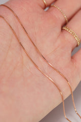 14K Solid Rose Gold 1mm Box Chain Necklace