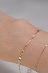 14K Solid Yellow Gold Marina Cut Chain Bracelet