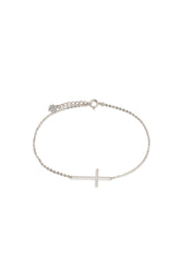 14K Solid Gold Flat Cross Charm Bracelet