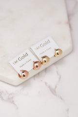 14K Solid Gold 12MM Ball Sphere Hoop Earring