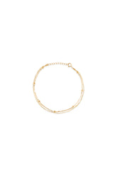 14K Solid Gold Double Plain and Satellite Chain Bracelet