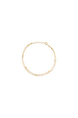 14K Solid Gold Double Plain and Satellite Chain Bracelet