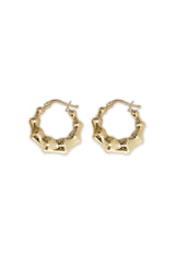 14K Solid Yellow Gold Chunky Bamboo Croissant Hoop Earring