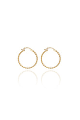 14K Solid Yellow Gold 25MM Twisted Rope Hoop Earring