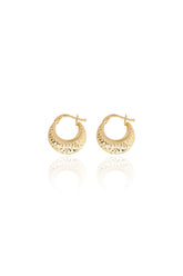 14K Solid Yellow Gold Diamond Cut Oval Hoop Earring