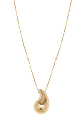 A chunky dome drop necklace made of 14K solid yellow gold, displayed on a white background.