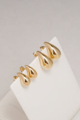 14K Solid Yellow Gold BV Chunky Dome Drop Stud Earring