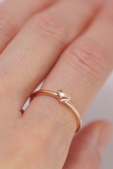 14K Solid Gold Rose Gold Heart Ring