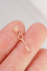 14K Solid Gold Mini Key Collection Necklace Charm
