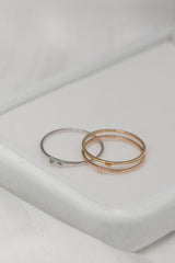 14K Solid Gold Heart Bow Clover Stackable Ring