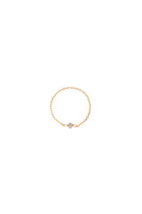 14K Solid Gold Colored Single Rough Diamonds Chain Ring