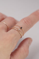 14K Solid Gold Colored Single Rough Diamonds Chain Ring